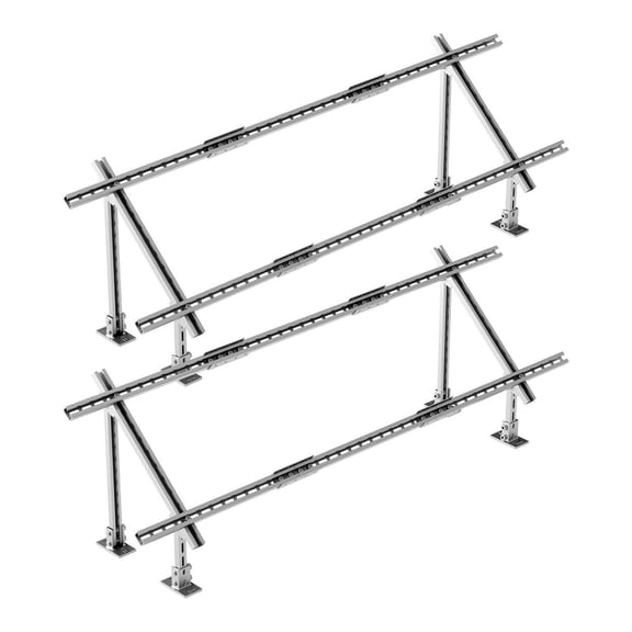 Solar Panel Mounting Brackets 2-Set, Adjustable 30-60 Ground Mount, Carbon Steel for 4-8 Panels, RV, Farm, Boat, Off-Grid Solar Systems