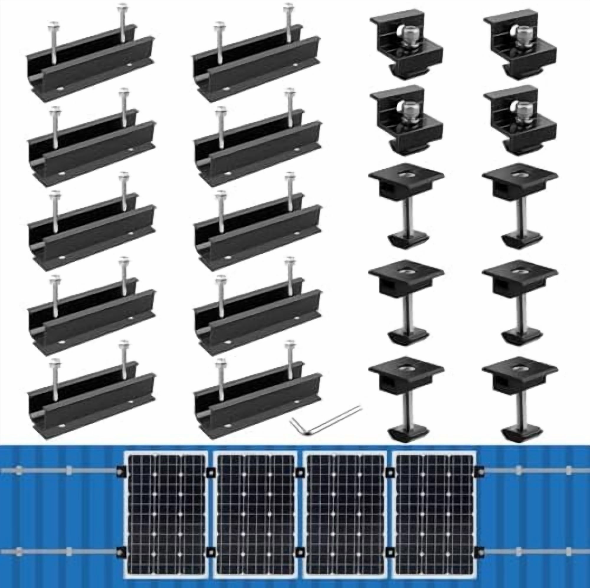 Solar Panel Mounting Brackets, Included 10 x 4.72 in Rails + 4 end ...