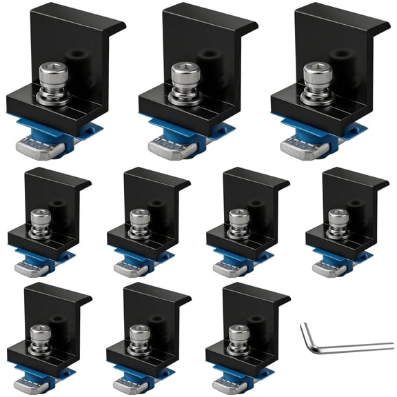 Solar Panel Mounting Kit, Aluminum Alloy & Steel Frame, Dual-Hole Clip Design, 1.6 in Side Pressure Block, Includes Wing Nuts & Wrench, Quick Installation for 30 mm / 35 mm Panels