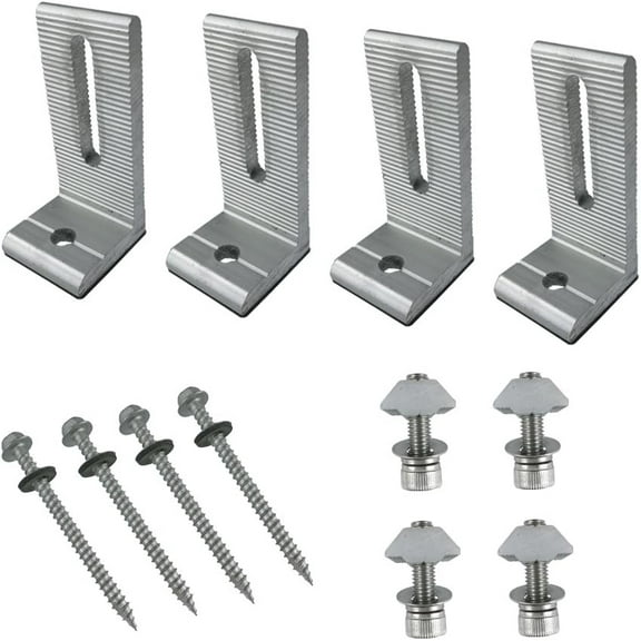 Solar Panel Mounting L Bracket 4 Units for RV Boat Off Grid Roof, Support 10w/20w/50w/80w/100W Solar Panel