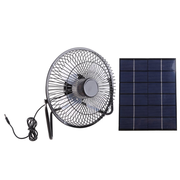 Solar Panel Powered / USB Charging Iron Fan 8" Cooling Air Fans For Outdoor Trav