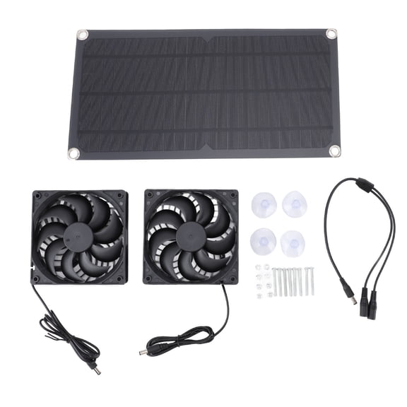 Solar Panel Powered Ventilation Fan, Automatic Charging Odor Removal Practical Silent Solar Panel Exhaust Fan Kit  For Pet House
