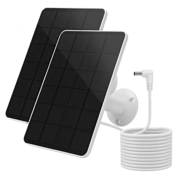 Solar Panel for Security Camera, 2 Pack 10W USB Solar Panel for Micro USB and USB C Port Outdoor Rechargeable Battery Camera, Solar Panels with 9.8ft Cable, Adjustable Wall Mount, IP65 Waterproof