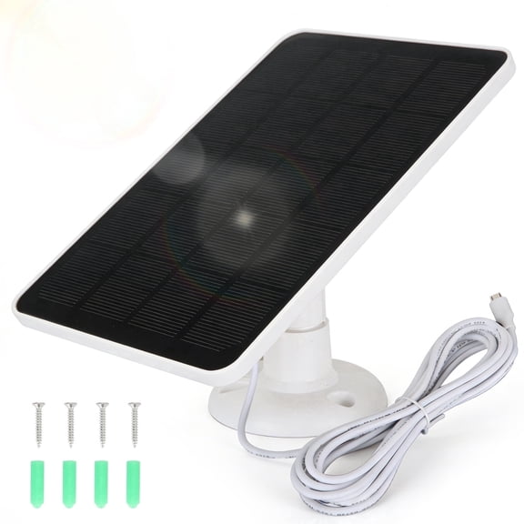 Solar Panel for Security Camera, 4W USB Solar Panel with 9.8ft Cable Micro USB and USB-C Port Outdoor Rechargeable Battery Camera Compatible with Rechargeable Battery Powered Cam, IP65 Waterproof
