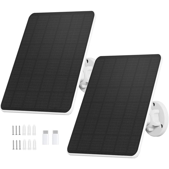 Solar Panel for Security Camera,6W Solar Panel Micro USB&USB-C,Camera Solar Panel for Outdoor Rechargeable Battery Camera,Doorbell,Light,Solar Panels with IP65 9.8ft Cable,Adjustable Bracket(2 Pack)