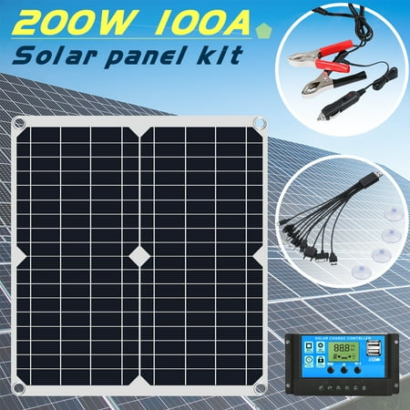 Solar Panel Starter Kit, MDHAND 200 W Portable Solar Panel W/ 100A Charge Controller for Boat, Caravan, RV and Other Off Grid Applications