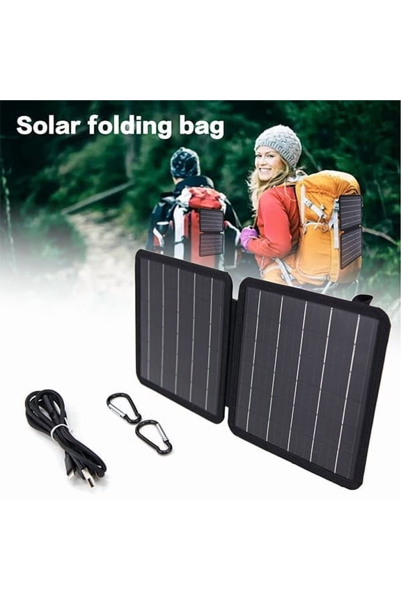 Solar Panel Storage Bag, Solar Shower Bag, Travel Backpack Compatible, Double-Layer Solar Panel Carrier with Multi Pockets