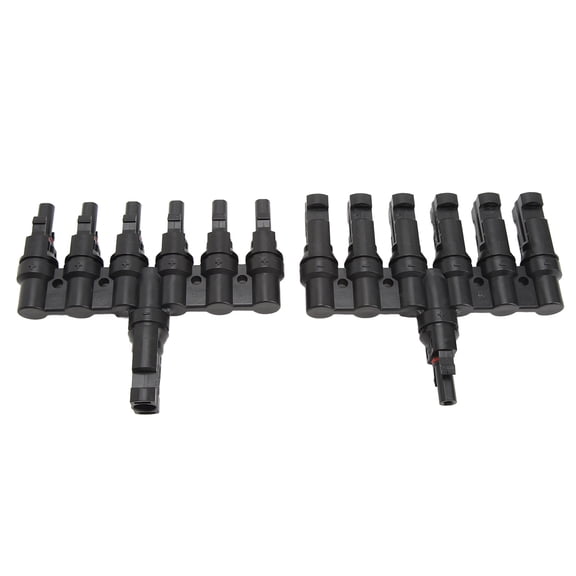 Solar Panel T Branch Connectors 1 to 6 Way Parallel Connection Cable Splitter Adapters Heavy Duty PPO Photovoltaic Wire Connectors Quick Tool-Free Couplers Pair (11 inches / 28 cm, 2 Pieces)