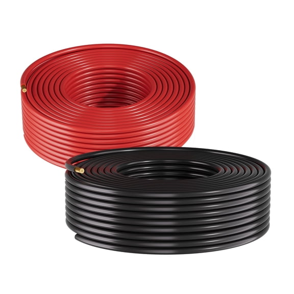 Solar Panel Wire Kit 50 ft Red + 50 ft Black 10 AWG 6 mm PV Tinned Copper Extension Cable IP67 for Outdoor Home Off-Grid Photovoltaic Systems Automotive RV Boat Marine