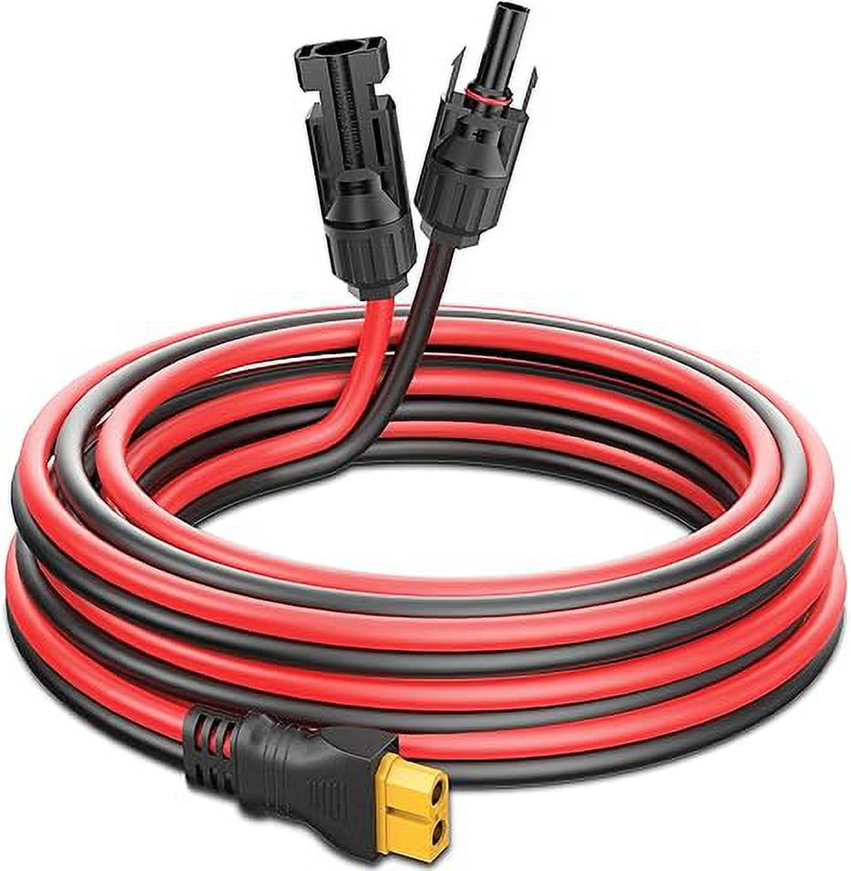 Solar Panel to XT60 Charging Cable(12AWG 15ft), Pixelman Solar to XT60 Extension Wire for Ecoflow Generator, Solar Connector to Injection Molding XT60 Charging Cord for Portable Power Station