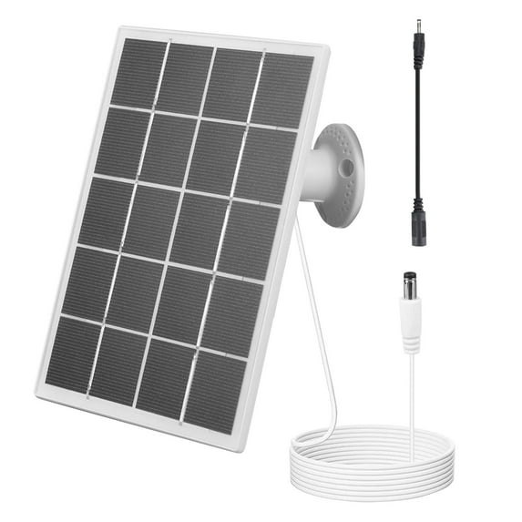 Solar Panel for Outdoor Camera, Waterproof Solar Charger, Continuous Clean Energy Supply for Security Cameras White