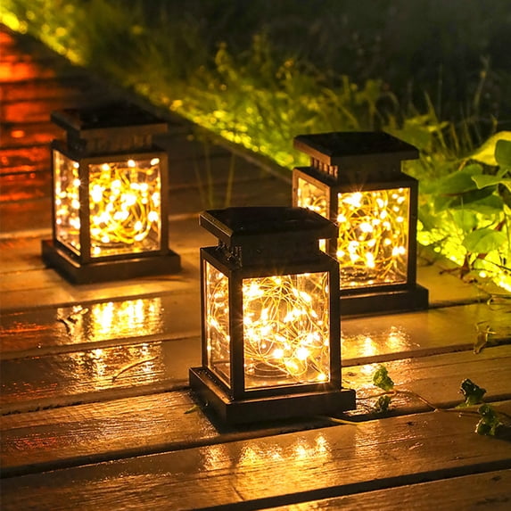 Solar Pathway Light, Outdoor Hanging Solar Landscape Light with 30 LEDs Fairy Lights, Waterproof Decorative Solar Table Lamp Warm White for Lawn Patio Garden Yard