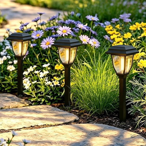 Solar Pathway Lights 12 Pack Mini Outdoor 3000K Bright Auto On/Off Solar Garden Lights Long Lasting Solar Powered Landscape Light for Path Yard Walkway Lawn Driveway Decor Lighting - Warm White