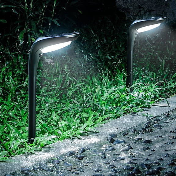 Solar Pathway Lights,2 Pack Solar Garden Lights Outdoor Waterproof Solar Powered Path Light Auto On/Off for Landscape Path Yard Patio Walkway Driveway Pool Holiday (Cool White & Warm White)