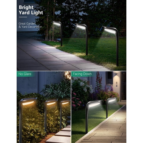 Solar Pathway Lights,【2 Pack】 Solar Garden Lights Outdoor Waterproof Solar Powered Path Light Auto On/Off for Landscape Path Yard  Walkway Driveway Pool Holiday (Cool White & Warm White)