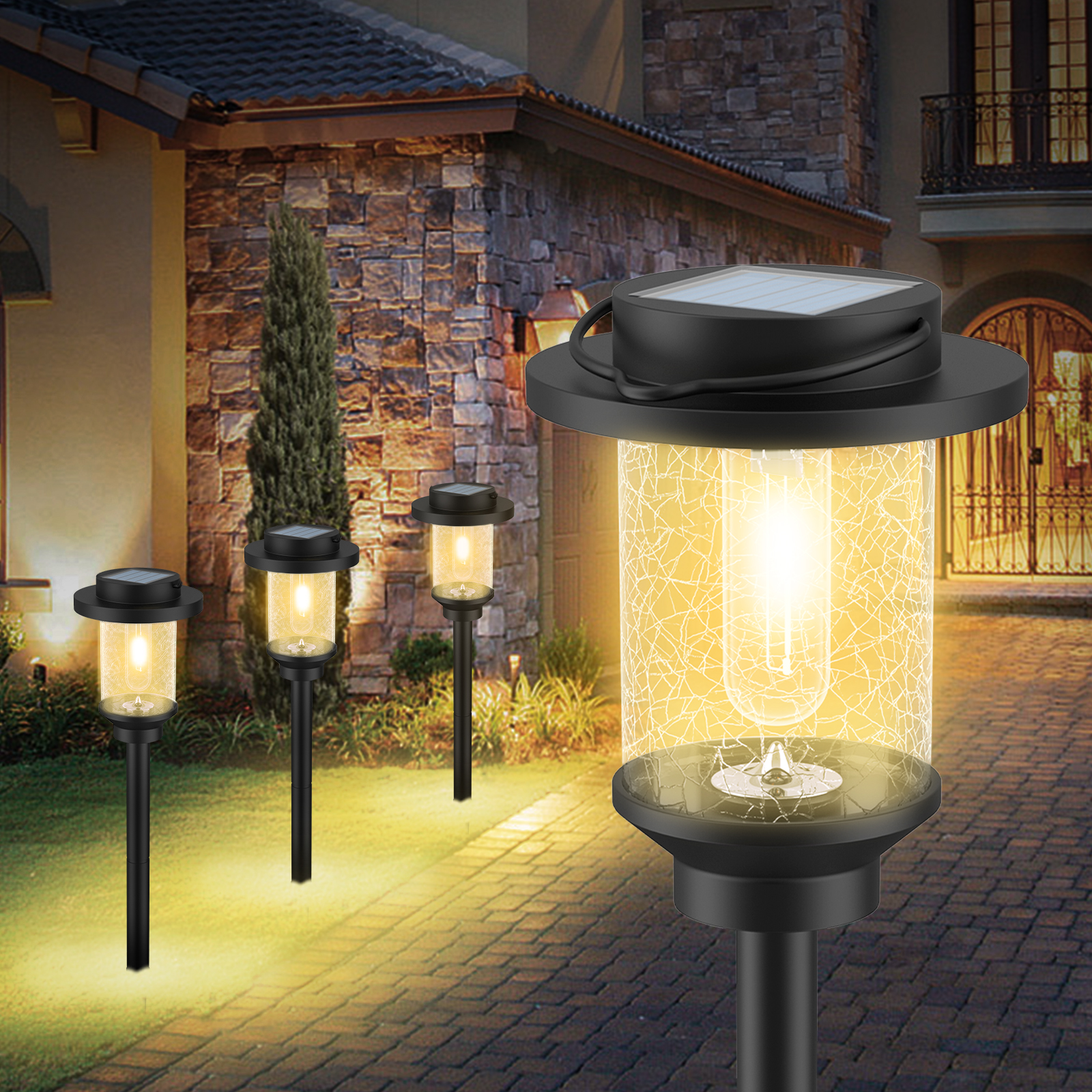 Solar Pathway Lights 4 Pack, LED High Lumen Solar Walkway Lights, Solar