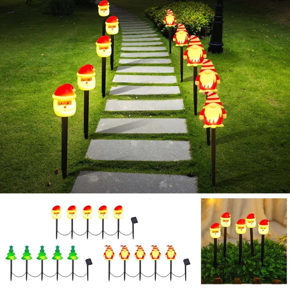 Solar Pathway Lights 5-Pack • Waterproof LED Outdoor Landscape Lighting • Durable Garden Stake Lamps • Auto On/Off, Warm White • Decorative Courtyard, Patio, Yard, Villa, Park