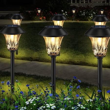 Solar Pathway Lights 8 Pack, Decorative Solar Garden Yard Lights Waterproof Auto-on/off Solar Landscape Lights for Lawn Patio Yard Garden Walkway