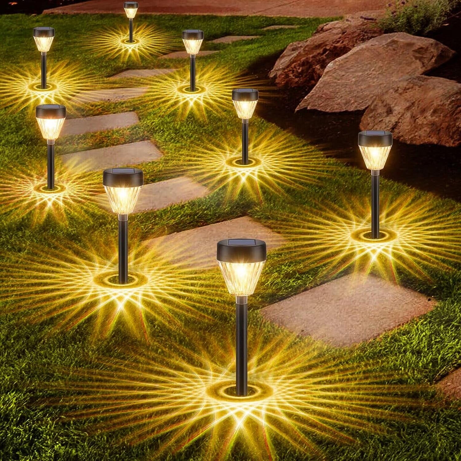 Solar Pathway Lights 8 Pack,Solar Lights Outdoor Waterproof Garden