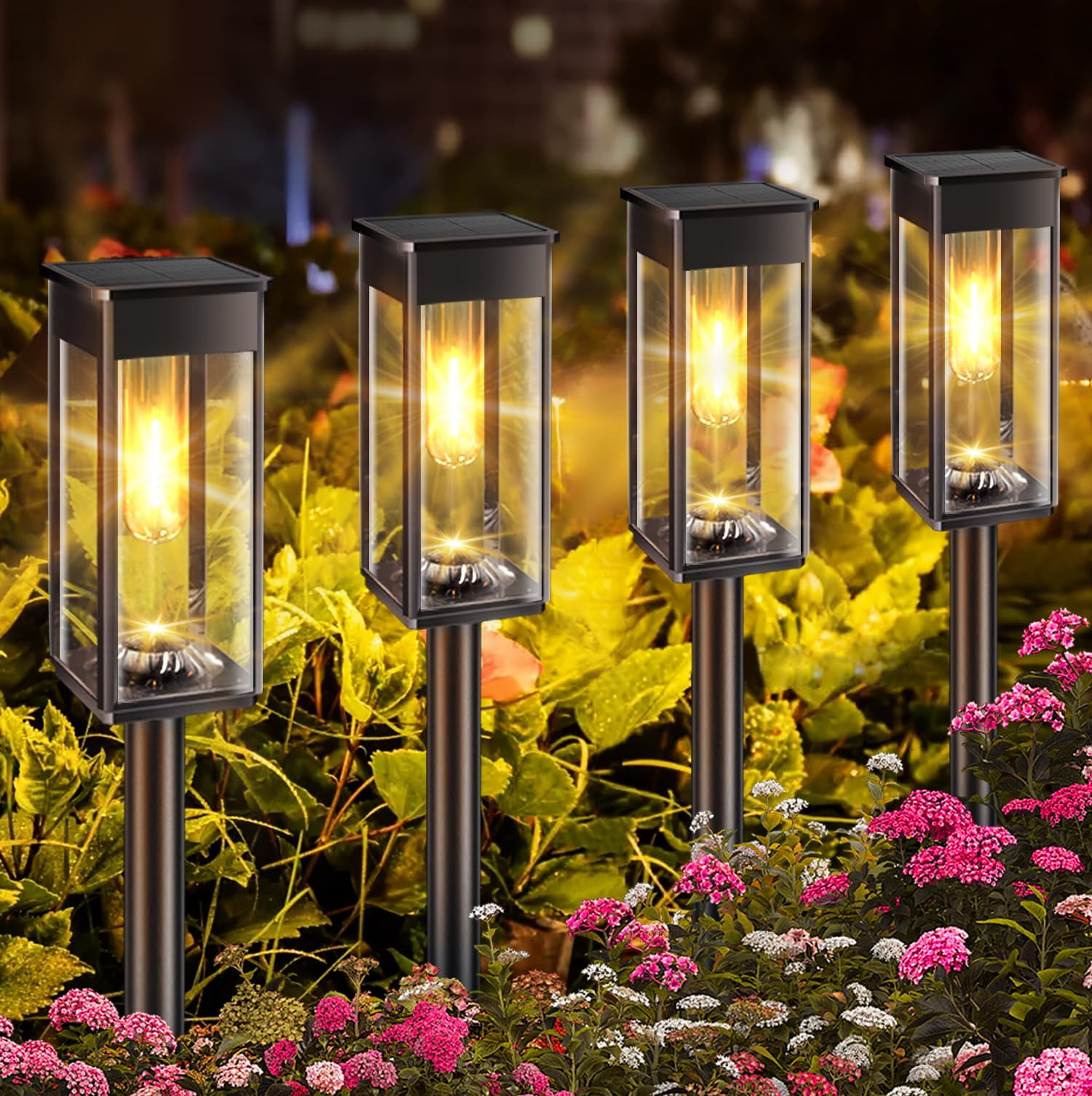 Solar Pathway Lights Bright, 8 Pack Larger Outdoor Garden Landscape ...