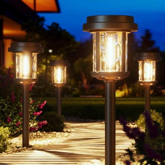 Solar Pathway Lights, Dual-Tone Solar Lights Outdoor IP65, 20 LM Bright Glass Outside Light for Garden Path Yard Walkway Driveway (?Black & Brown)