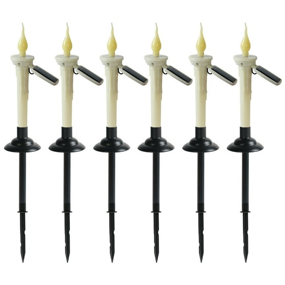 Solar Pathway Lights, Flameless Solar Candles with Long Stakes for Outdoor Garden, Pathway, and Yard Decoration, Auto on At Dusk