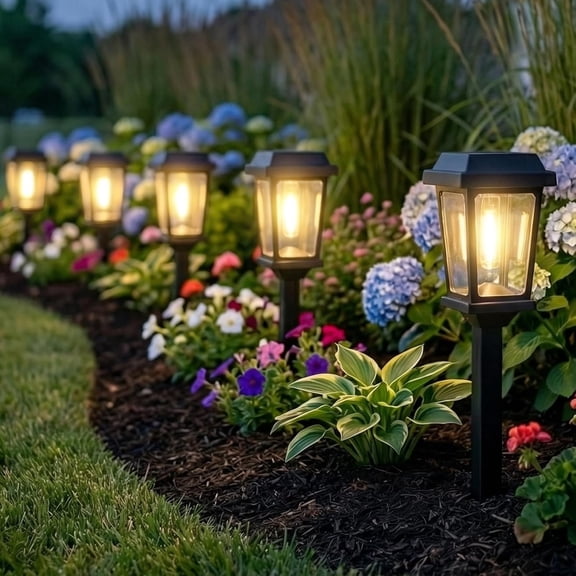 Solar Pathway Lights Outdoor 10 Pack, LED Solar Garden Lights Auto On/Off Waterproof, Warm White Landscape Lighting for Path Yard Walkway Driveway Decor