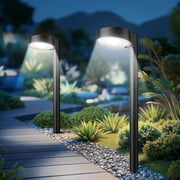 Solar Pathway Lights Outdoor, 12 Brighter LED Solar Lights Outdoor Waterproof, Up to 12 Hrs Modern Path Light for Yard Garden Walkway Driveway Lawn