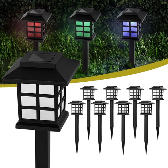 Solar Pathway Lights Outdoor, 12 Pack RGB Solar Garden Lights, IP65 Waterproof Mini House Solar Powered Landscape Lights, Decorative Walkway Lights for Yard, Patio, Driveway