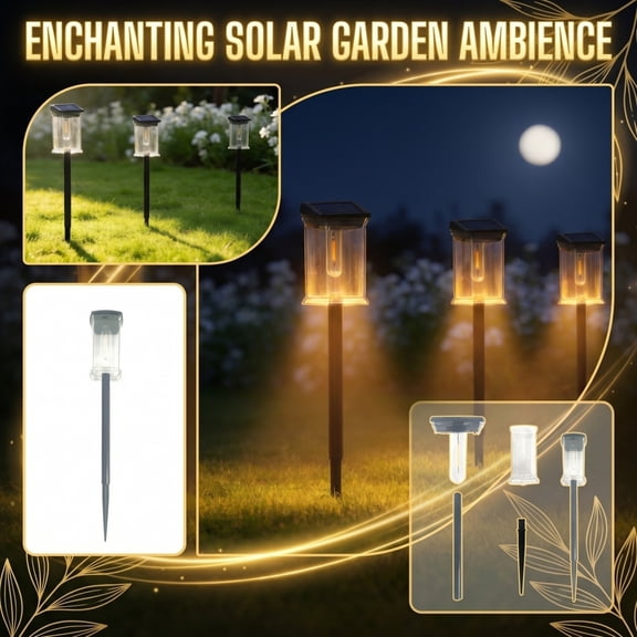 Solar Pathway Lights Outdoor 2 Pack, Bright Edison Bulb Solar Garden Lights, Auto On/Off, IP65 Waterproof Solar Powered Landscape Lighting for Yard Patio Walkway Driveway