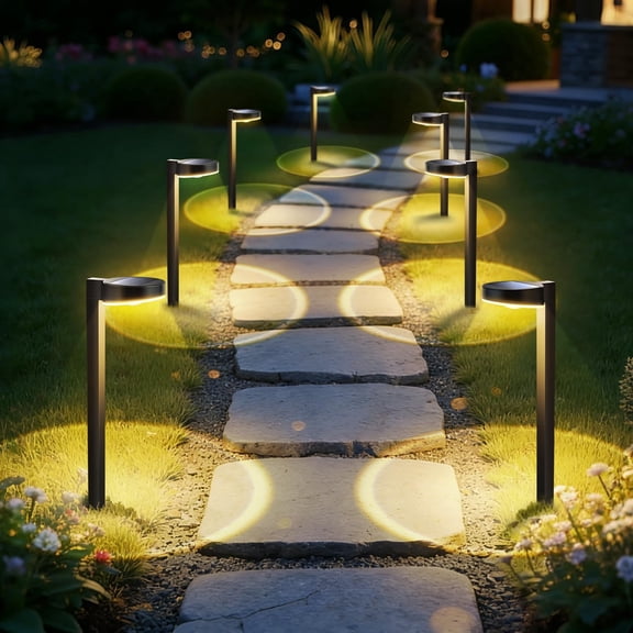 Solar Pathway Lights Outdoor, 3 Color Temperatures Selectable CCT, Focused Ground Spot Lens, Brighter Up to 12 Hrs IP65 Waterproof Path Lights for Walkway Driveway Yard Garden, Brown