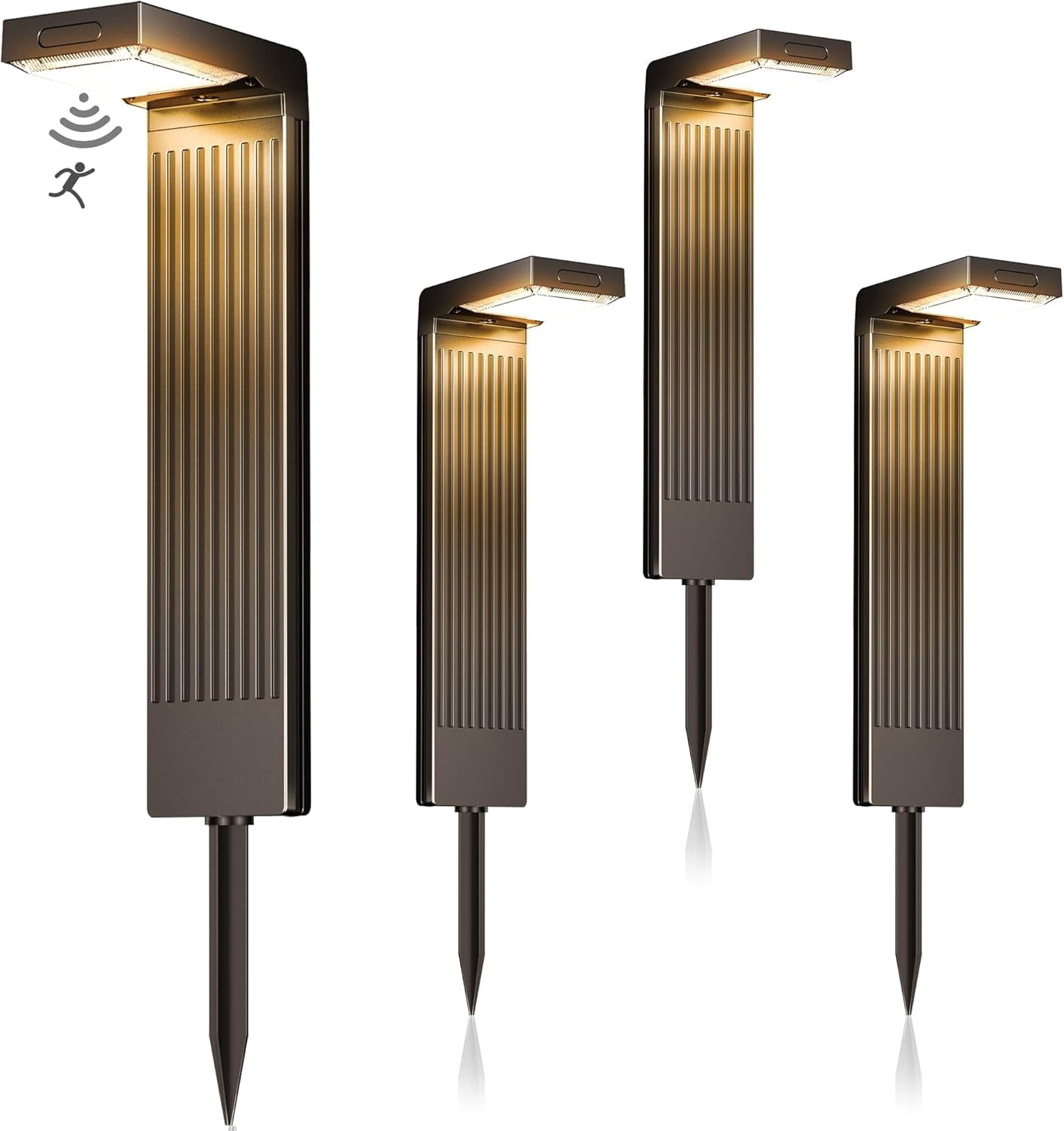 Solar Pathway Lights Outdoor 4Pack, 2 Color in 1 Motion Sensor Walkway ...