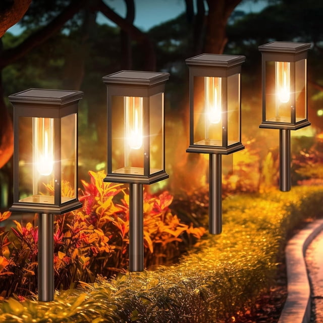 6Pack Solar Pathway Lights, Outdoor Waterproof LED Landscape Lanterns