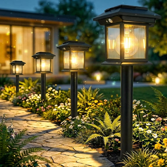 Solar Pathway Lights Outdoor, 6 Pack Bright Solar Lights Outdoor, 3 Auto Modes /Off, IP65  Solar Garden Lights  Landscape Lighting for Yard Pathway Landscape Path Patio Camp