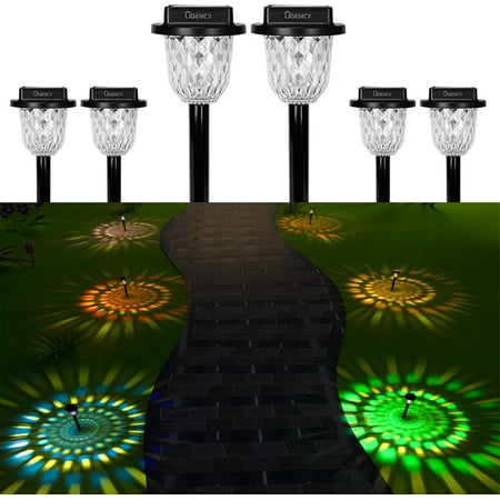Solar Pathway Lights Outdoor 6 Pack, RGB Color Changing, Warm White Led Solar Lights for Outside Waterproof, Bright Solar Landscape Path Lighting for Yard Lawn Walkway Garden Decorative