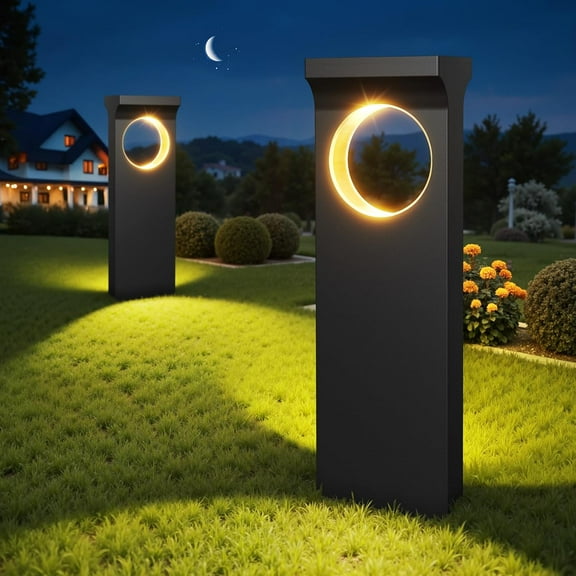 Solar Pathway Lights Outdoor: 6 Pack Unique Outdoor Waterproof - Bright Moon Pattern Auto On/Off Garden Light for Yard Patio Porch Lawn Path Walkway Driveway Outside Decor Lighting