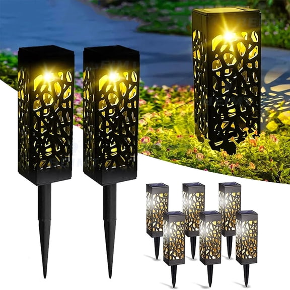 Solar Pathway Lights Outdoor, 6 Pack Warm LED Garden Lamps, Auto On/Off Landscape Lighting for Yard Patio Walkway Decoration