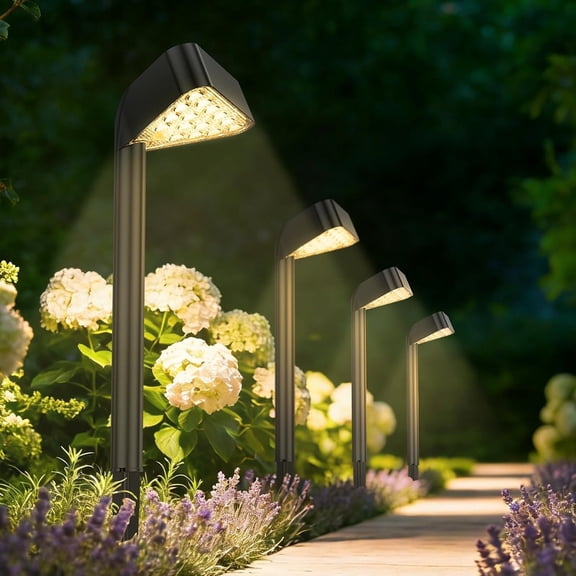 Solar Pathway Lights Outdoor, 8 Pack, 15 LED Solar Path Lights with Upgraded Solar Panel, Up to 12Hrs Modern Landscape Lights for Backyard Garden Walkway Driveway Patio Lawn Decor