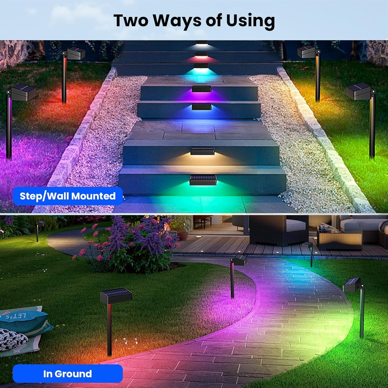 Solar Pathway Lights 8 Pack, Solar Lights Outdoor Waterproof IP65, Bright Aut
