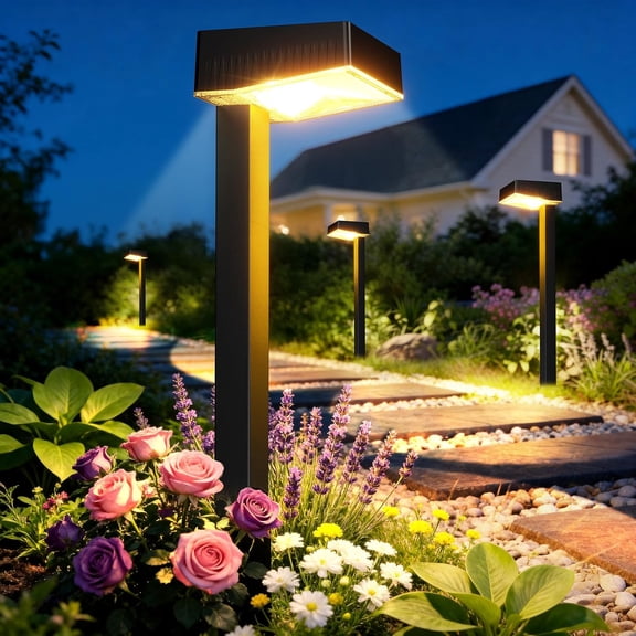 Solar Pathway Lights Outdoor, 8 Pack Garden Lights Solar Powered Path Lights with Bigger LED Lens, 2 Light Modes Waterproof Outdoor Solar Light for Yard Driveway Walkway Landscape Patio Lawn