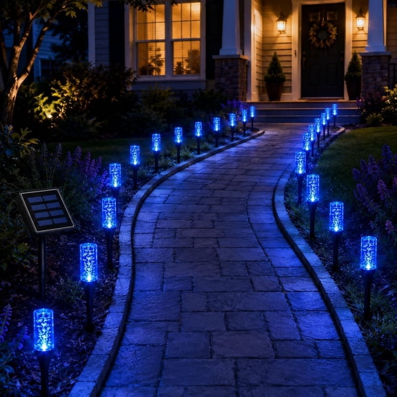 Solar Pathway Lights Outdoor Crystal Bubble, 20 LED Solar Bubble Tube Lights with 8 Modes, Ip65 Waterproof LED Pathway Lights for Gardens, Yards, And Outdoor Decor.