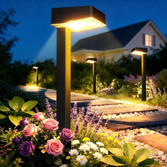 Solar Pathway Lights Outdoor, Garden Lights Solar Powered Path Lights with Bigger LED Lens, Light Modes Waterproof Outdoor Solar Light for Yard Driveway Walkway Landscape Patio Lawn