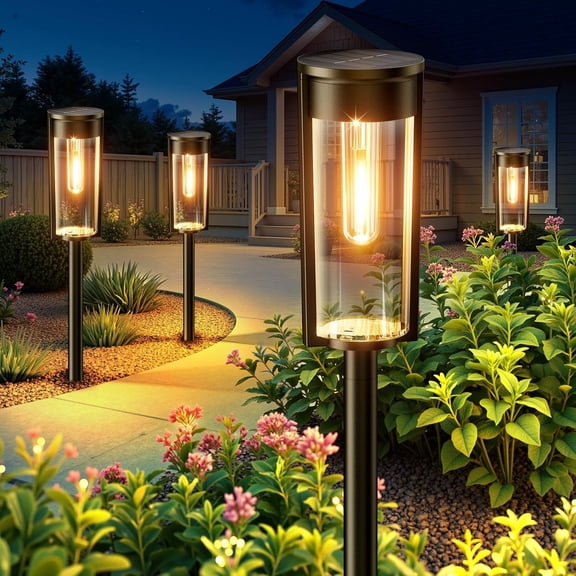 Solar Pathway Lights Outdoor, Upgraded 8  Solar Lights Outdoor, IP65   /Off Solar Landscape Path Lights Outdoor Solar Lights for Yard Outside Garden Lawn Walkway Driveway