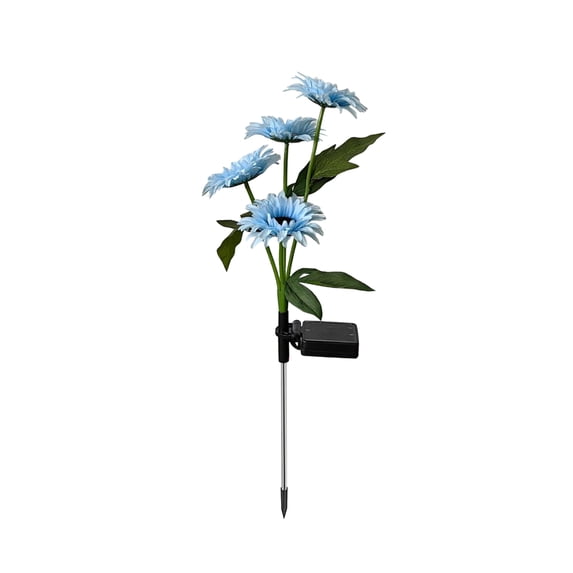 Solar Pathway Lights Outdoor Waterproof Blue Gerbera Artificial Flowers ...