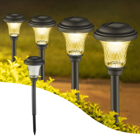 Solar Pathway Lights Outdoor Waterproof Garden Lights, Auto On Off Solar Powered Landscape Lighting with Long Runtime Weather Resistant Construction for Courtyard Sidewalk Lawn Driveway Decoration