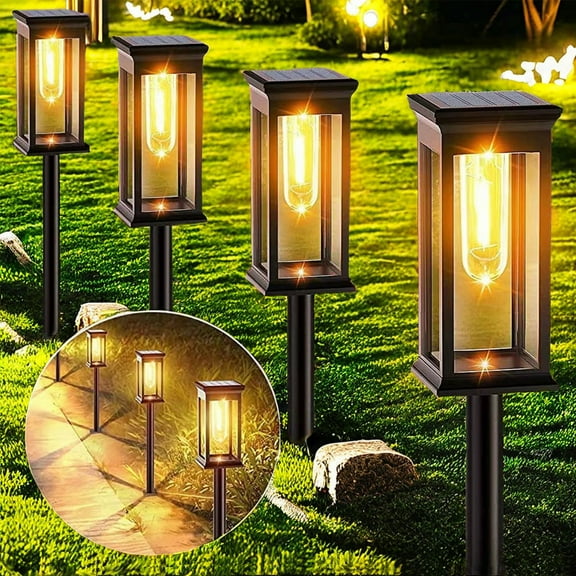 Toopower Outdoor Solar Garden Light Outdoor Waterproof Solar Outdoor Light IP65 Waterproof Auto On/Off Solar Garden Light for Garden, Pool, Patio Decoration 4 Pack Black