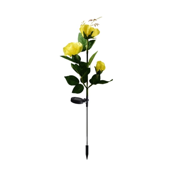 Solar Pathway Lights Outdoor Waterproof Yellow Artificial Rose Solar Ground Lights Outdoor Yard Solar Lights Garden Solar Decor