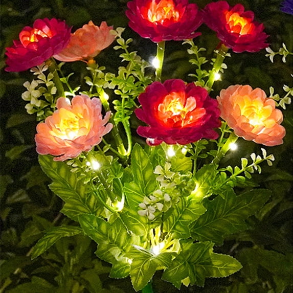 Solar Pathway Lights Solar Lotus Flower Stake Landscape Decorative Light Outdoor Decor