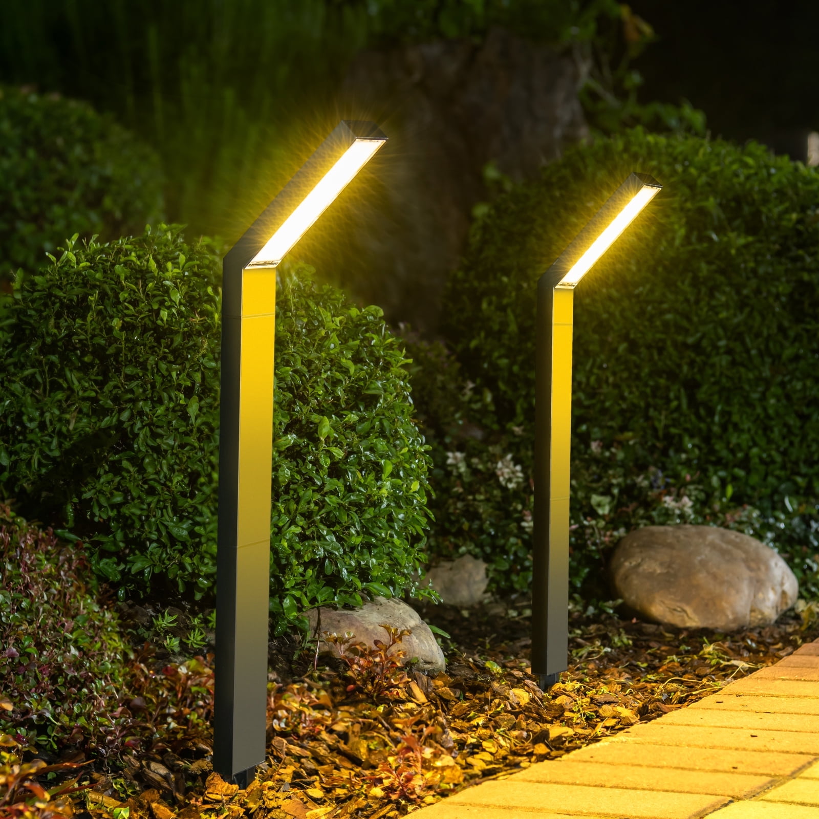 Solar Pathway Lights, Solar Outdoor Lights 3-in-1 Warm, Cool and Daylight Mode IP65 Waterproof Auto On/Off Solar Landscape Lights Garden Lighting for Yard Patio Walkway Driveway (4 Count)