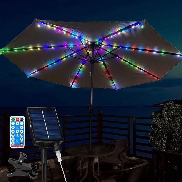 battery patio umbrella lights LED Light | Rechargeable & Cordless, 3 Brightness Settings 10 ft Number of LED Bead Umbrella String Lights, 104 LED